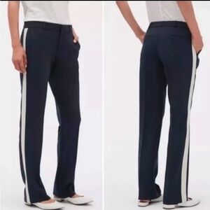Banana Republic Logan‎ Stripe Preppy Navy Trouser Pants